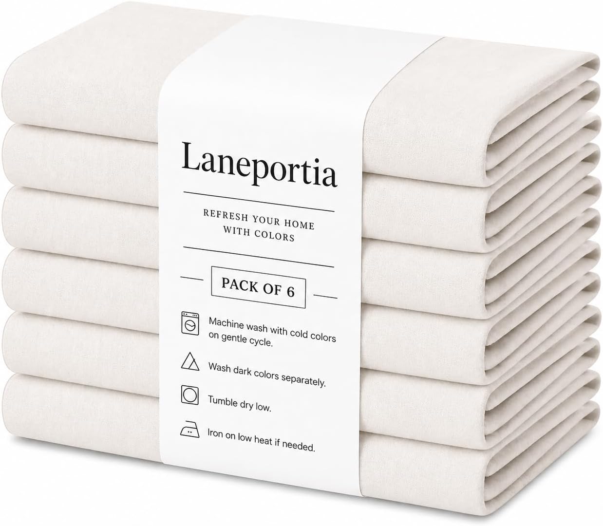 Cloth Napkins Set of 6 Solid Dinner Napkins 18x18 Inch, 100% Cotton, Soft Absorbent Reusable Washable Durable Napkin, Decorations, Restaurant, Wedding & Table Décor, Everyday Use - Cream