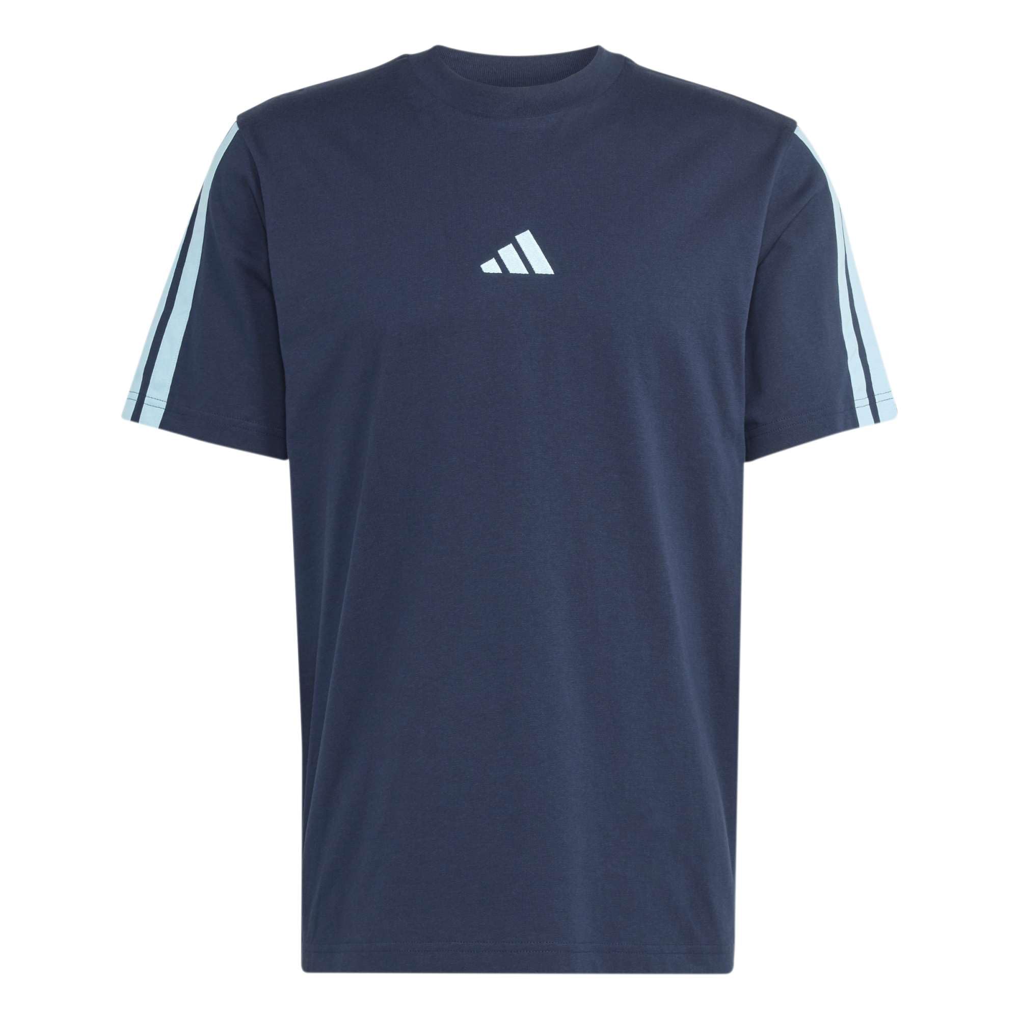 adidas Sportswear Men's Essentials Three Stripes Single Jersey T-Shirt, Ntnavy/Iceblu/Iceblu/, Size S, Men