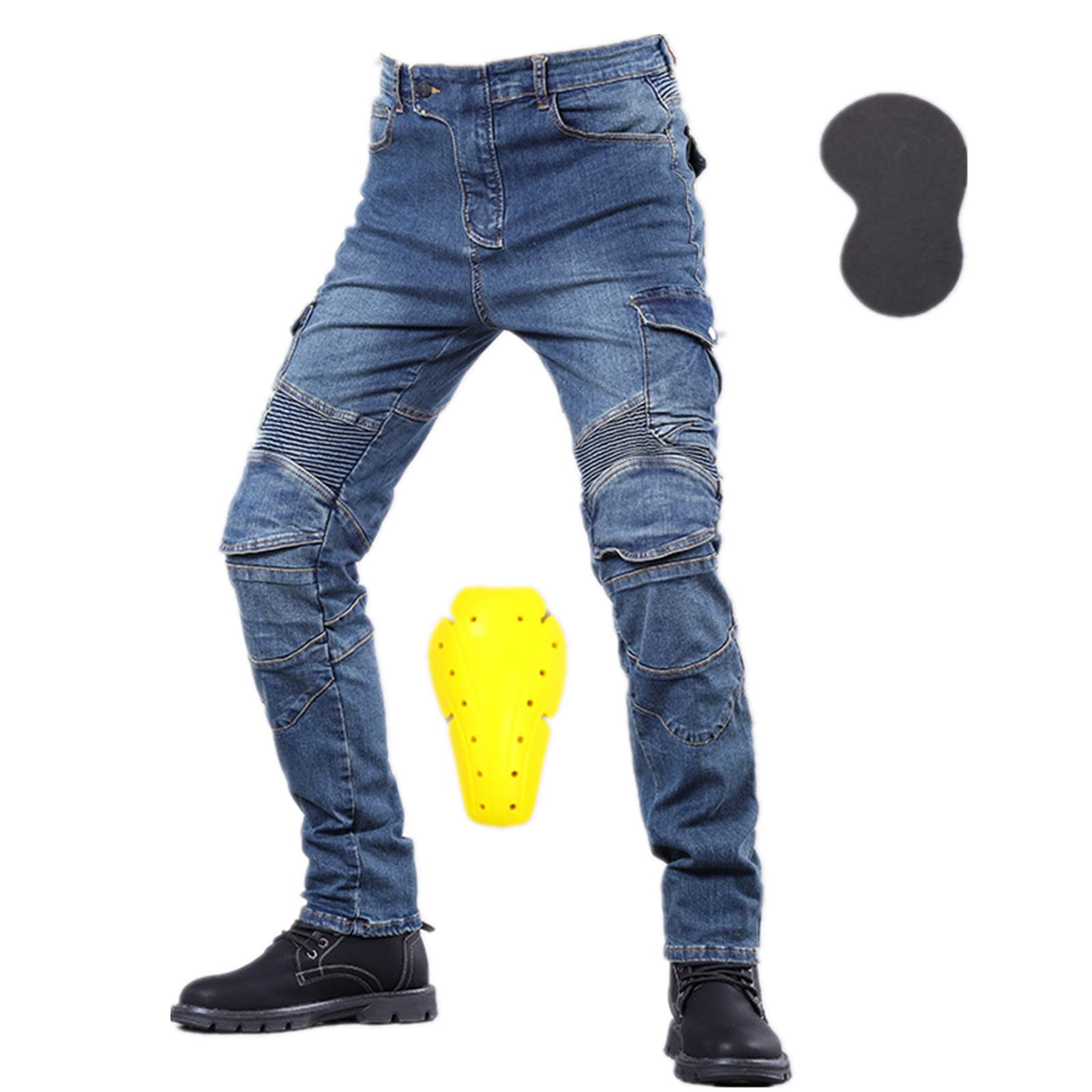 Pantaloni da Motociclista Pantaloni da Motociclista in Denim Jeans da Motociclista con Pannello Elasticizzato Fodera di Protezione in Aramide Pantaloni da Motociclista