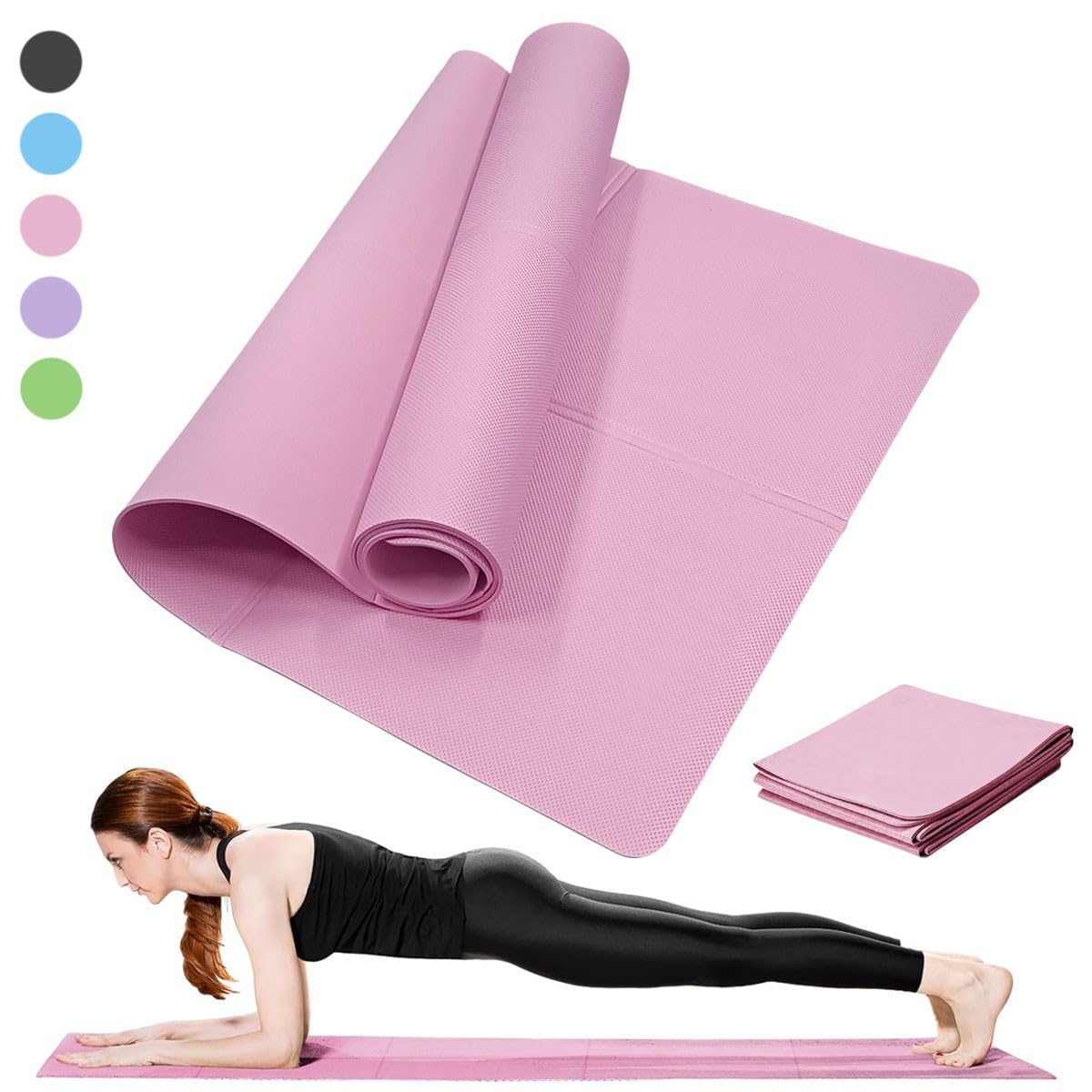 Trainer Tutto Corpo Tappetino Yoga pilatestro Tappetino di Fitness 3/4/6 mm di Spessore Non Slitta Pilates(Black,3mm)
