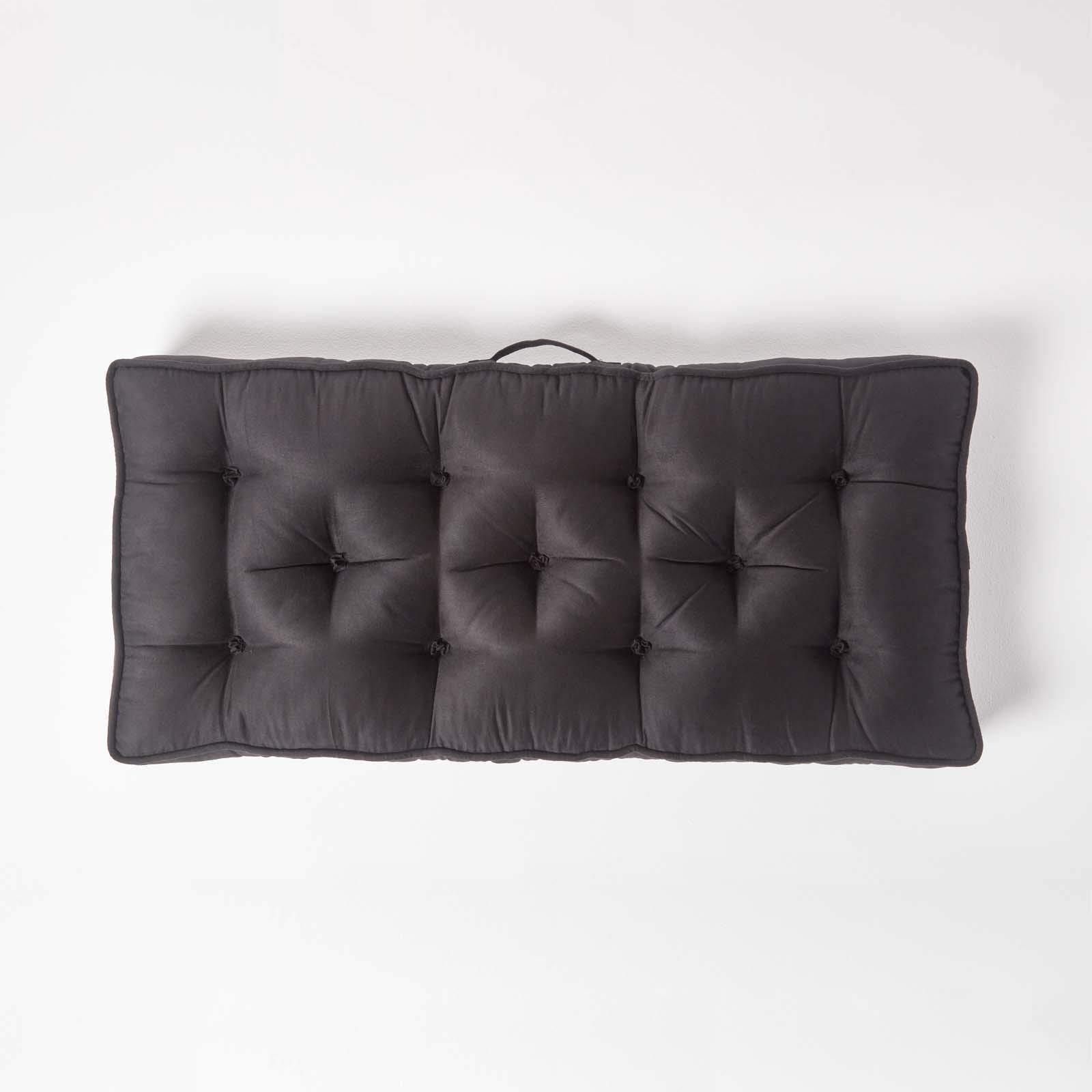 HOMESCAPES Coussin rehausseur pour Canapé 2 Places, Coussin pour Palette ou Matelas de Sol en suédine, Noir, 100 x 48 x 10 cm