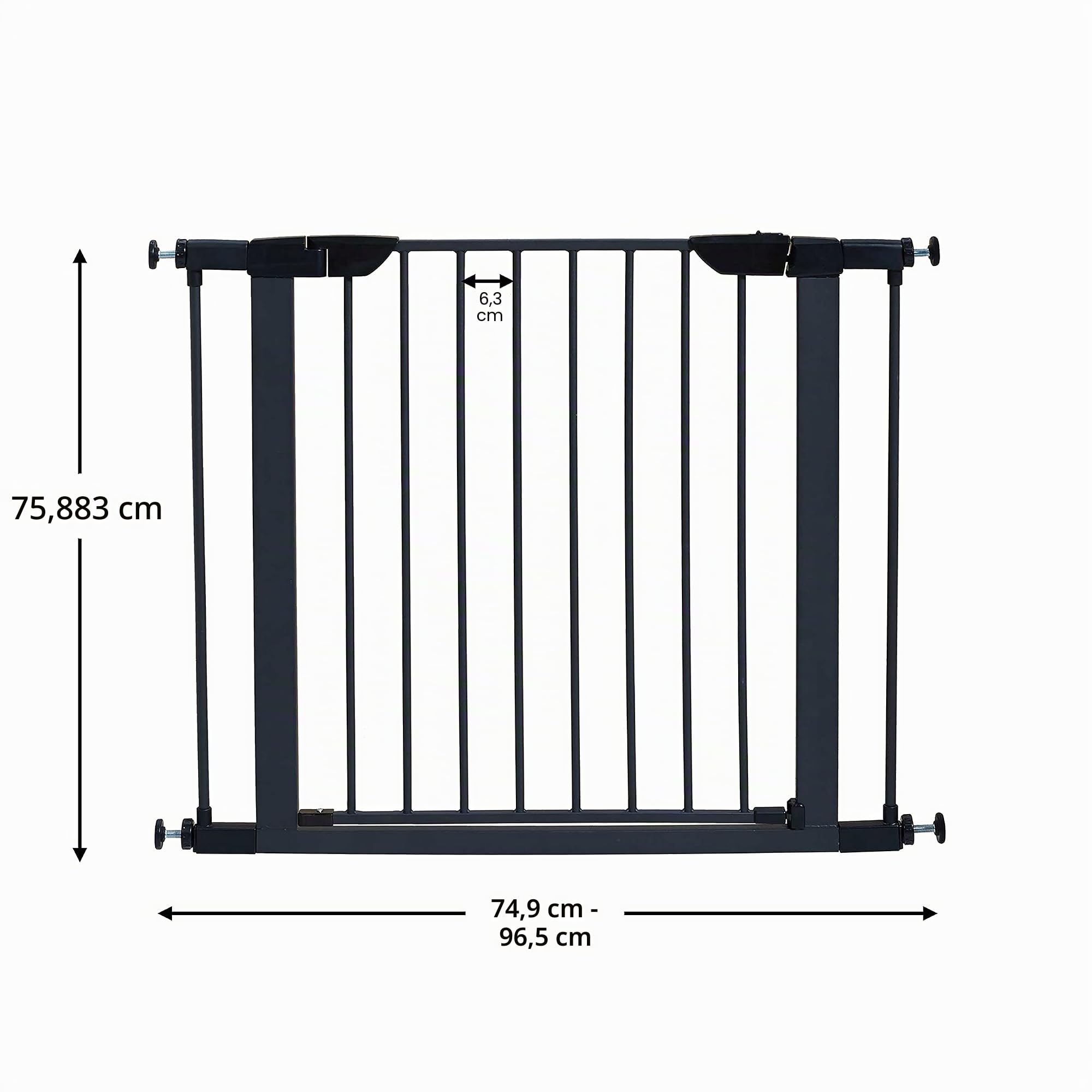 MidWest Homes for Pets - Puerta de paso de acero grafito para mascotas, 75,9 cm de alto, se expande hasta 96,5 cm de ancho, incluye extensiones de 7,6 cm