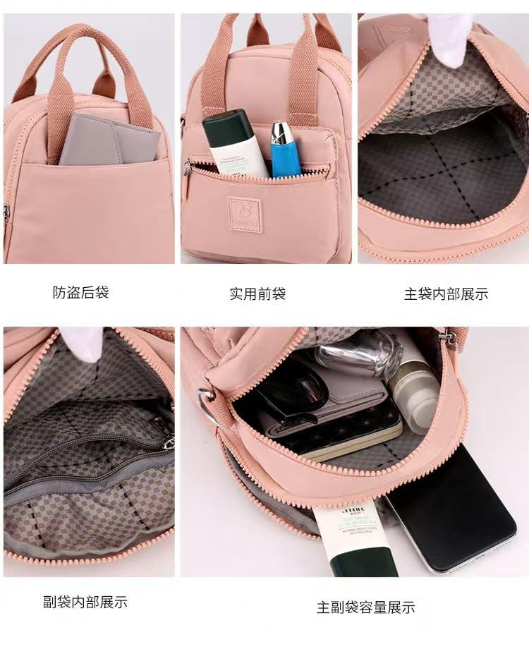 10L Mini Backpack Lightweight Nylon Daypack for Women, Small City Pack, Versatile Ladies Backpack for Shopping & Travel, Apricot3