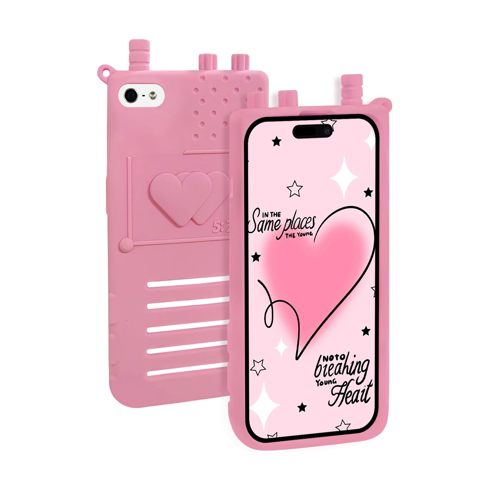 Case for iPhone 5/5S/5C/SE 1ST - Cute 3D Cartoon Silicone Cover - Love Kawaii Animal Skin - Full Protective Case for Kids, Girls, Boys Pink