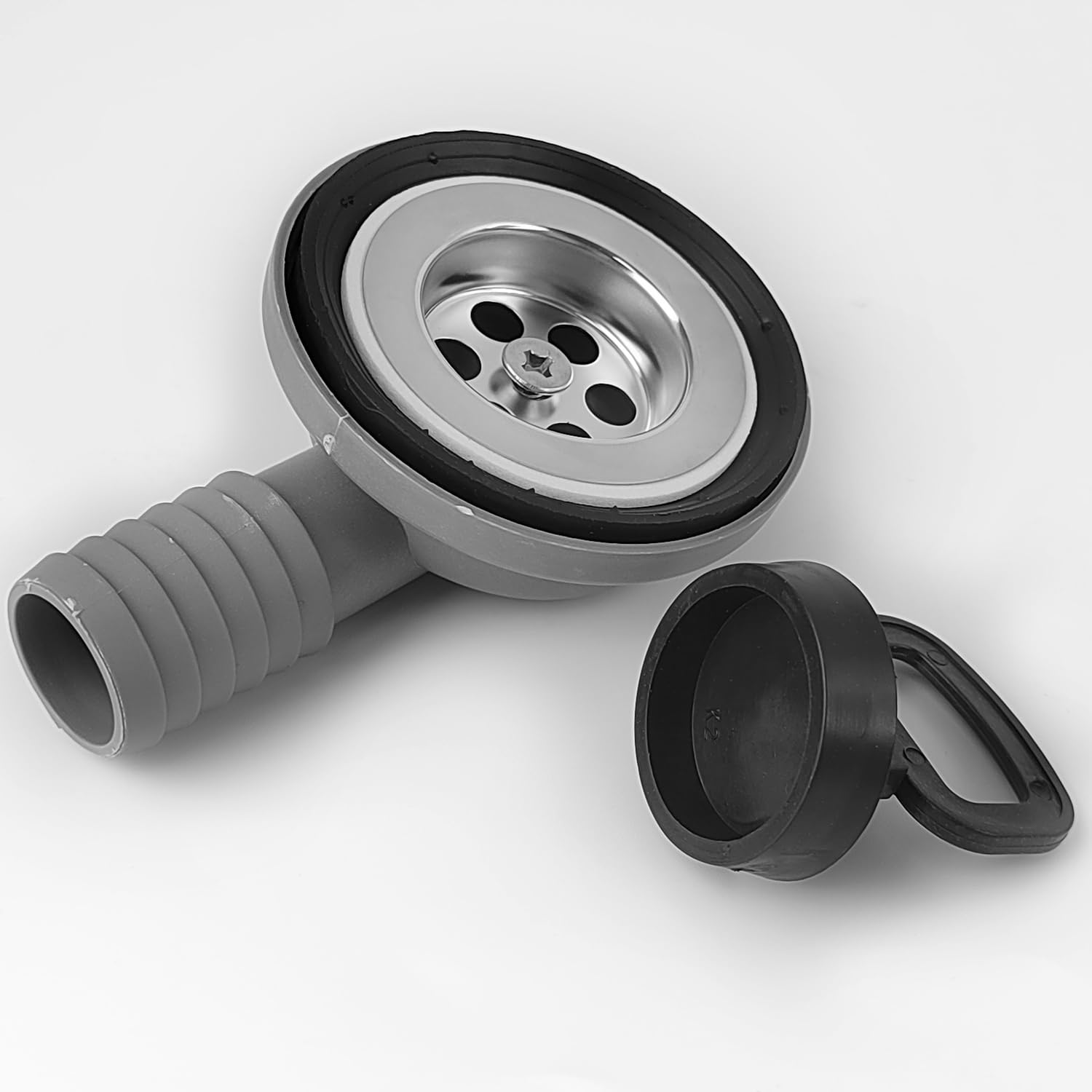 zlewozmywak, korek prysznicowy, korek odpływowy ze stali nierdzewnej 90° ociekacz z pokrywą zamykającą 50 mm użyteczny otwór odpływowy do przyczepy kempingowej (1)