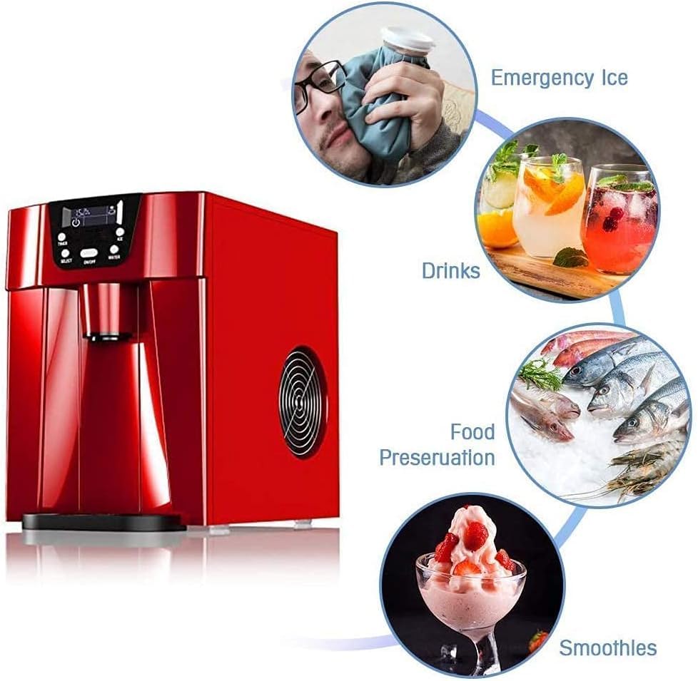 Fabricadora de hielo de acero inoxidable para encimera, mecanismo para bloques de hielo, compacta y con diseño transparente miniatura 6
