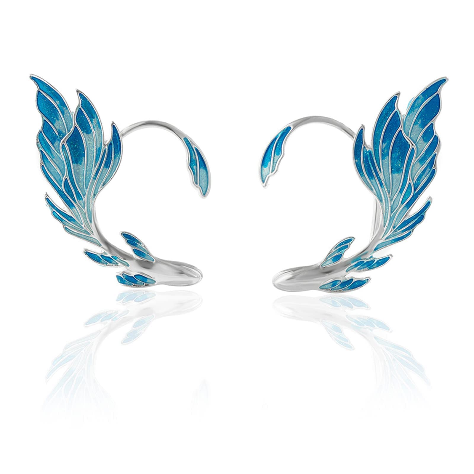 KASTWAVE Metal Elf Ear Cuffs Fairy Earrings Blue Anime Style for Women