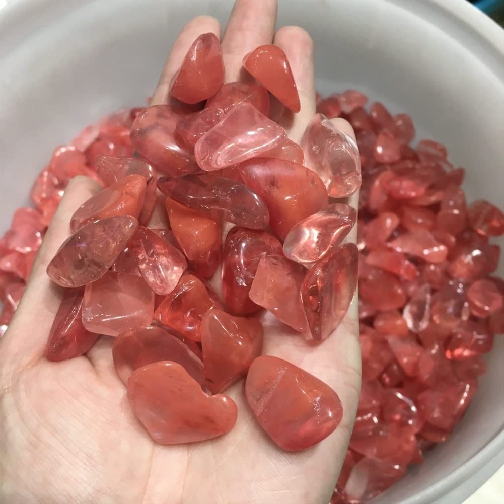 Piedras de Grava pulidas de Piedra de Cristal de Cuarzo Fundido Rojo for Decorar la decoración de NaturalReiki dingchi Espécimen Mineral de Piedra (Size : 500g)