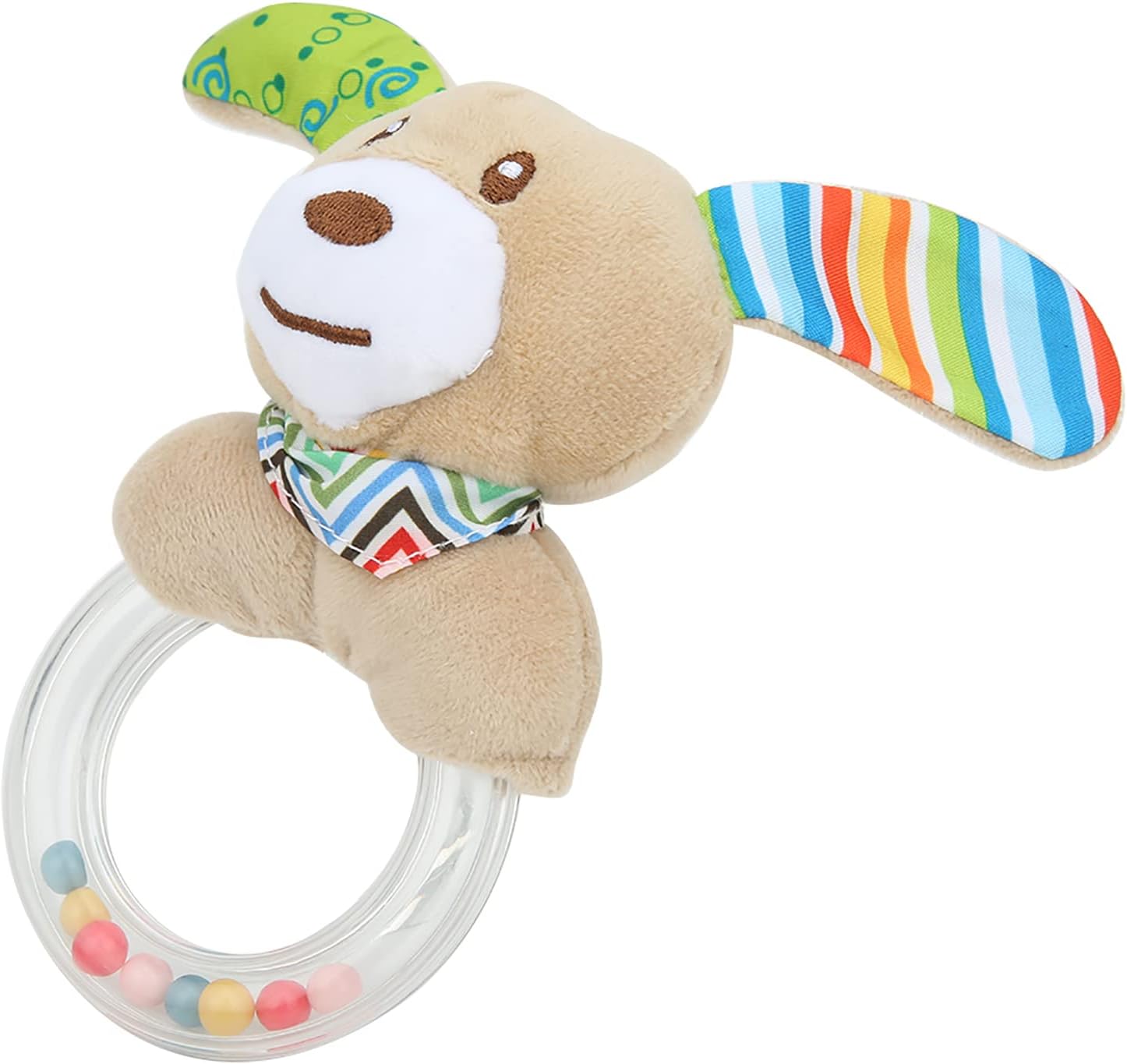 ぬいぐるみハンドベルおもちゃのベルリング幼児の女の赤ちゃん スカーフの子犬のガラガラ 内祝い