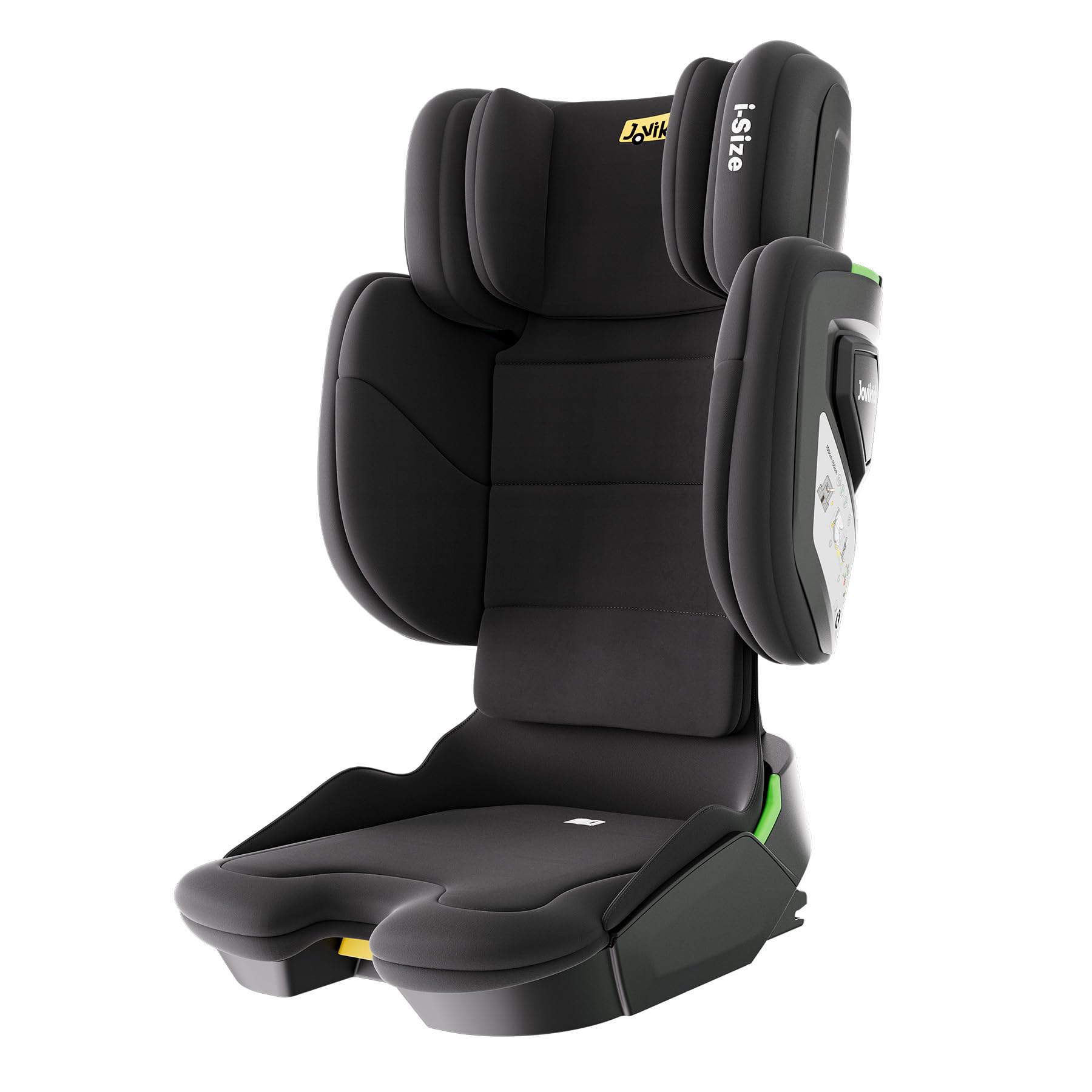 Jovikids Faltbar Kindersitz mit ISOFIX, i-Size R129 Kinderautositze ca. 3-12 Jahre (100-150cm), Kindersitzerhöhung mit Rückenlehne, Geeignet für Reisen (schwarz)
