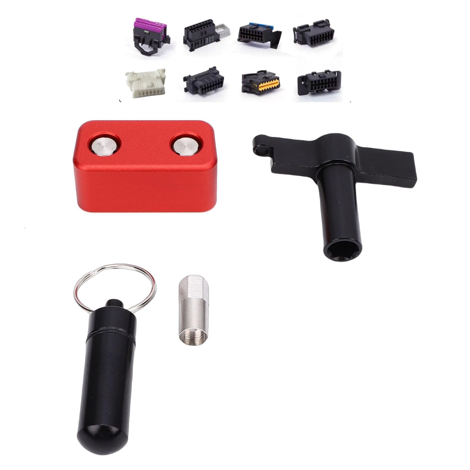 Vikye Blocco Antifurto Porta OBD Universale, Strumento di Blocco Porta Diagnostica in Lega di Alluminio con Protezione Antiurto, per Sicurezza Camion SUV Auto 12V