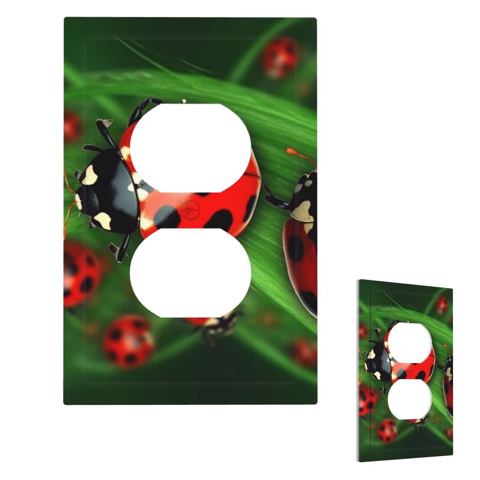 Fekiloot Duplex Red Ladybug Wall Plate Cover Modern Decorative 1 Gang Light Switch Cover Unbreakable Receptacle Outlet Covers For Living Room Bedroom Home Decor