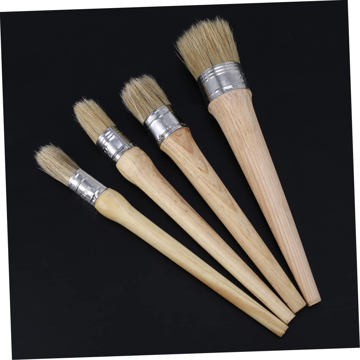 4pcs Round Head Paint Brushes Long Handles for Furniture Waxing Stenciling and Home Decor for Precision and Control Restoration Projects