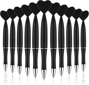 Zuazaor 24 Pack Party Pens Black Valentine Pens for Adults Heart Ballpoint Pens for Office School Crhistmas Valentines Wedding Party Supplies Black Heart