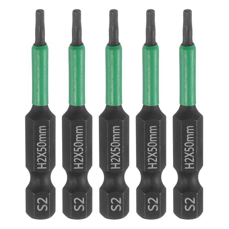 Kit de Pontas para Parafuso Sextavado H2 2 mm HARFINGTON, Haste Sextavada de 12,7 mm, Comprimento de 50 mm, Magnéticas, Aço S2, 5 Peças