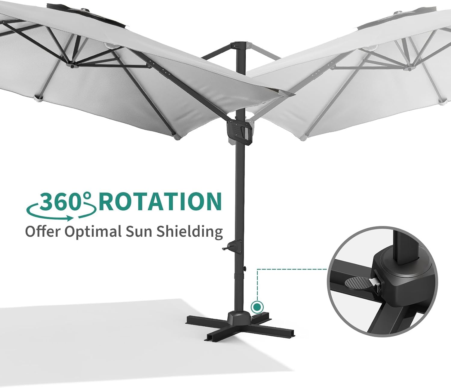 Garvee Cantilever Patio Umbrella 10x10 ft Large Rectangle Umbrella Outdoor Market Umbrellas 360 Rotation Offset Hanging Outdoor Shade for Patio