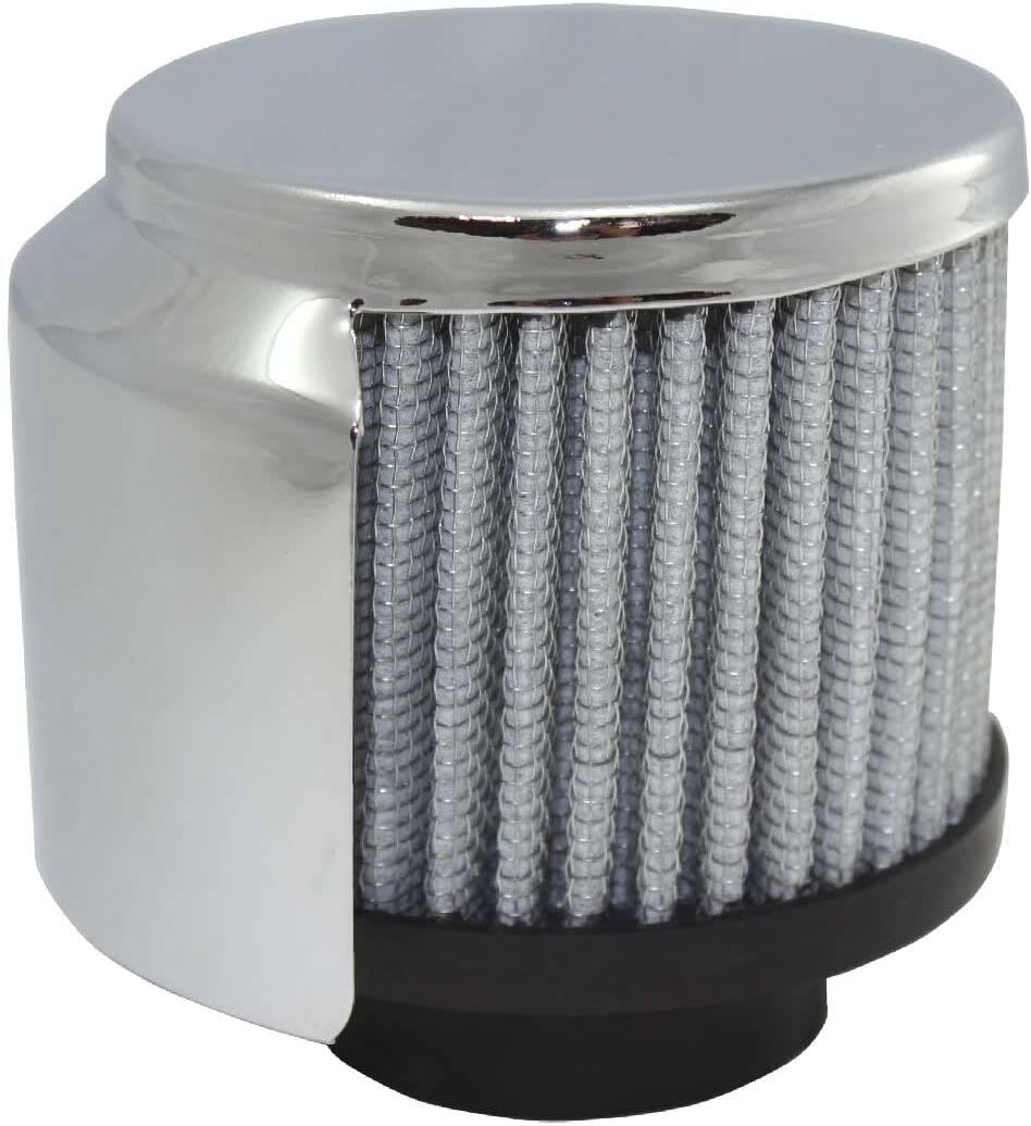 Top Street Performance Chrome Steel Round 1 1/2" Clamp-On Shielded Breather with Washable Filter