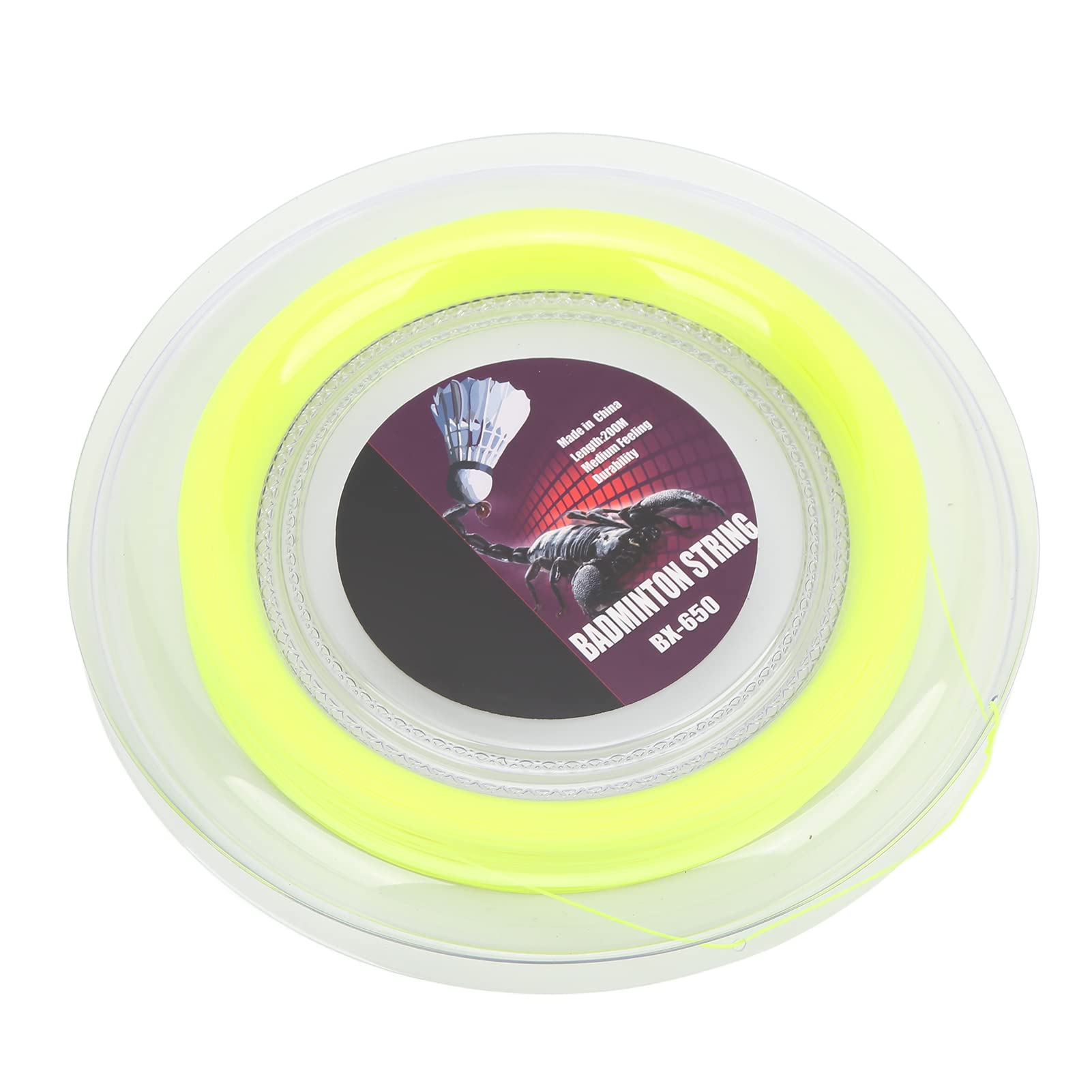 Bobine de Fil de Badminton léger 200 m avec Noyau en Fibre synthétique multifilament, Couche extérieure Jaune pour Raquette pour entraînement Quotidien Amateur