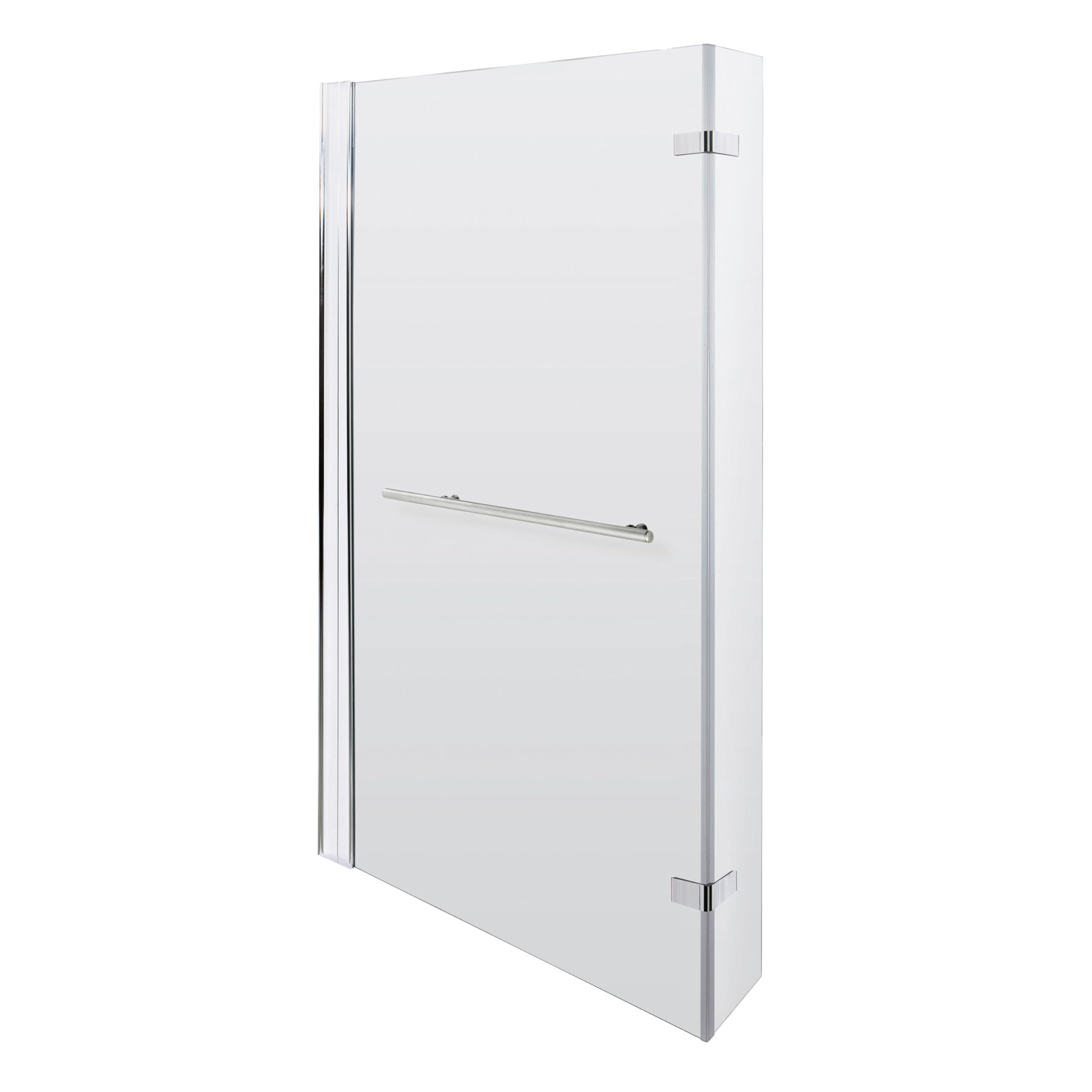 Balterley Silver 815 X 1400Mm L-Shaped Bath Shower Screen, Shower Screens For Baths With Towel Rail, 6Mm Chrome Toughened Safety Bath Door Screen, Hinge Return Panel Reversible Door Screens (Chrome)