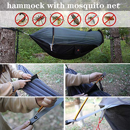 Tianyaoutdoor Camping Hammock With Mosquito Net And Rainfly Lightweight Portable Sleeping Hammock Tent Backpacker Travel Outdoor Gear (Camouflage) #TOP2