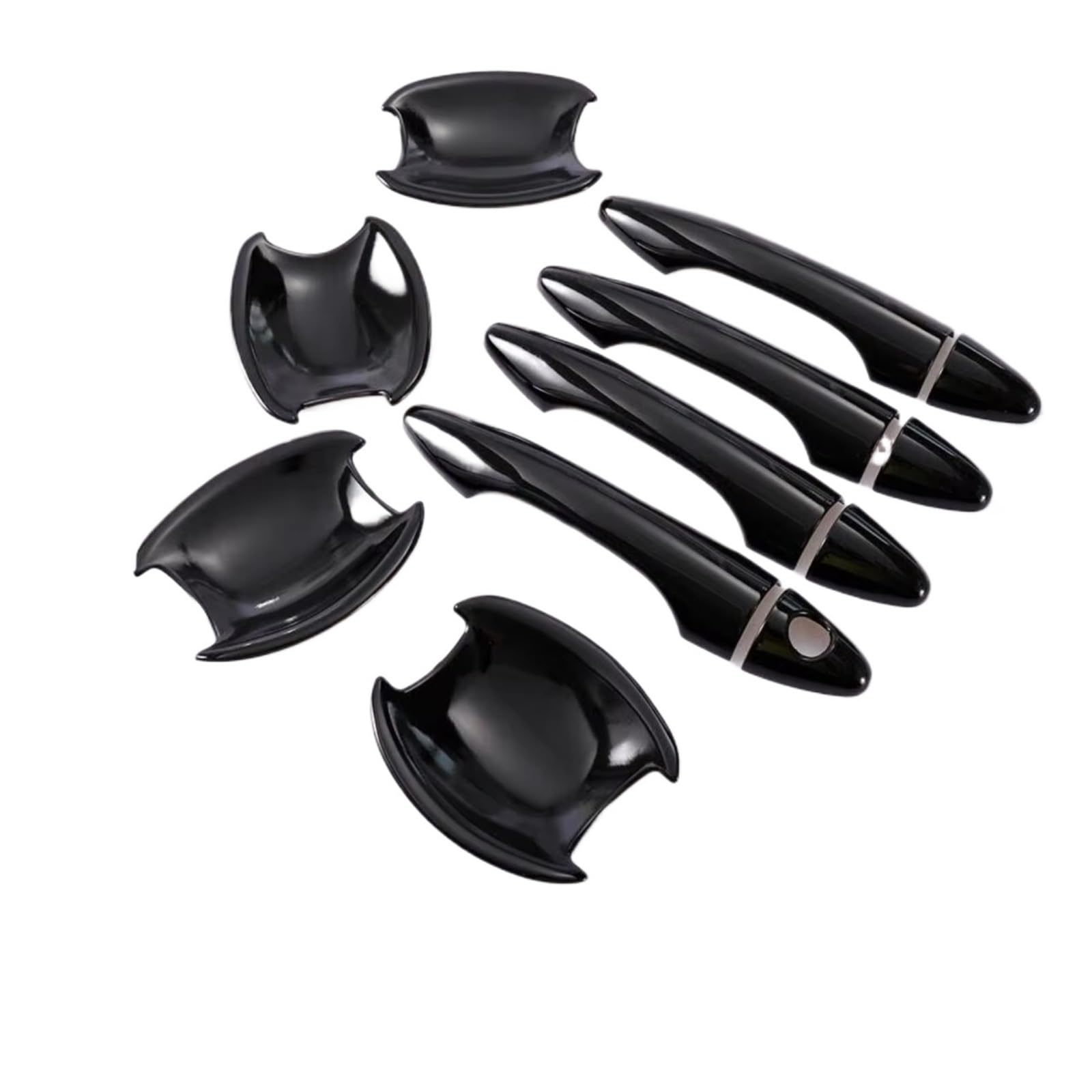 IUKMR for Hyundai for Tucson IX35 2009-2014 Carbon Fiber Gloss Black Chrome Car Door Handle Cover Bowl Sticker Car Outer Door Handle(Black Set 0 Button)