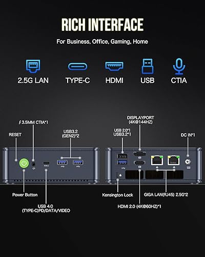 Miniatura 25 de GMKtec Mini PC Gaming, M7 AMD Ryzen 7 PRO 6850H (8C/16T 4.70Ghz) Dual NIC LAN 2.5G Computadora de escritorio, 16 DDR5 RAM + 512 GB Disco Duro PCle
