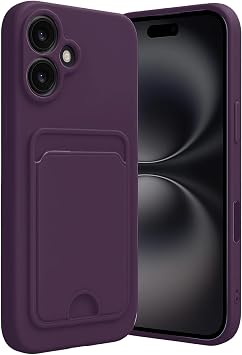 CONSTRAIN - iPhone 16 ile uyumlu Kılıf Kamera Korumalı Kartlıklı Cüzdanlı Yumuşak Renkli Silikon Kapak içi Kadife