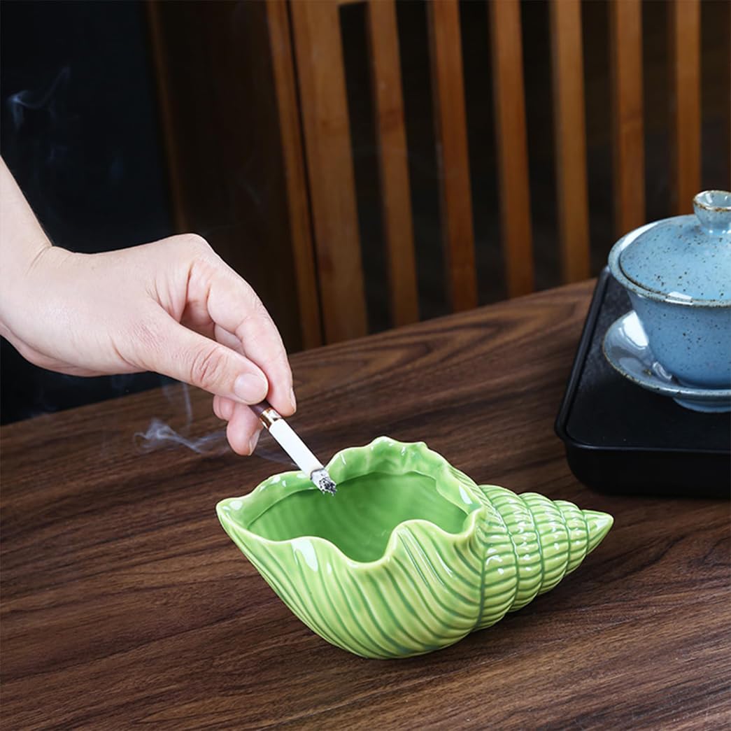 GVILTY Poschetti per Sigarette in Ceramica per All'aperto al Chiuso, Tavolo da Tavolo da Posacenere a Forma di Conchiglia per Sigarette, Tavolo Decorativo Posacenere Top Yellow