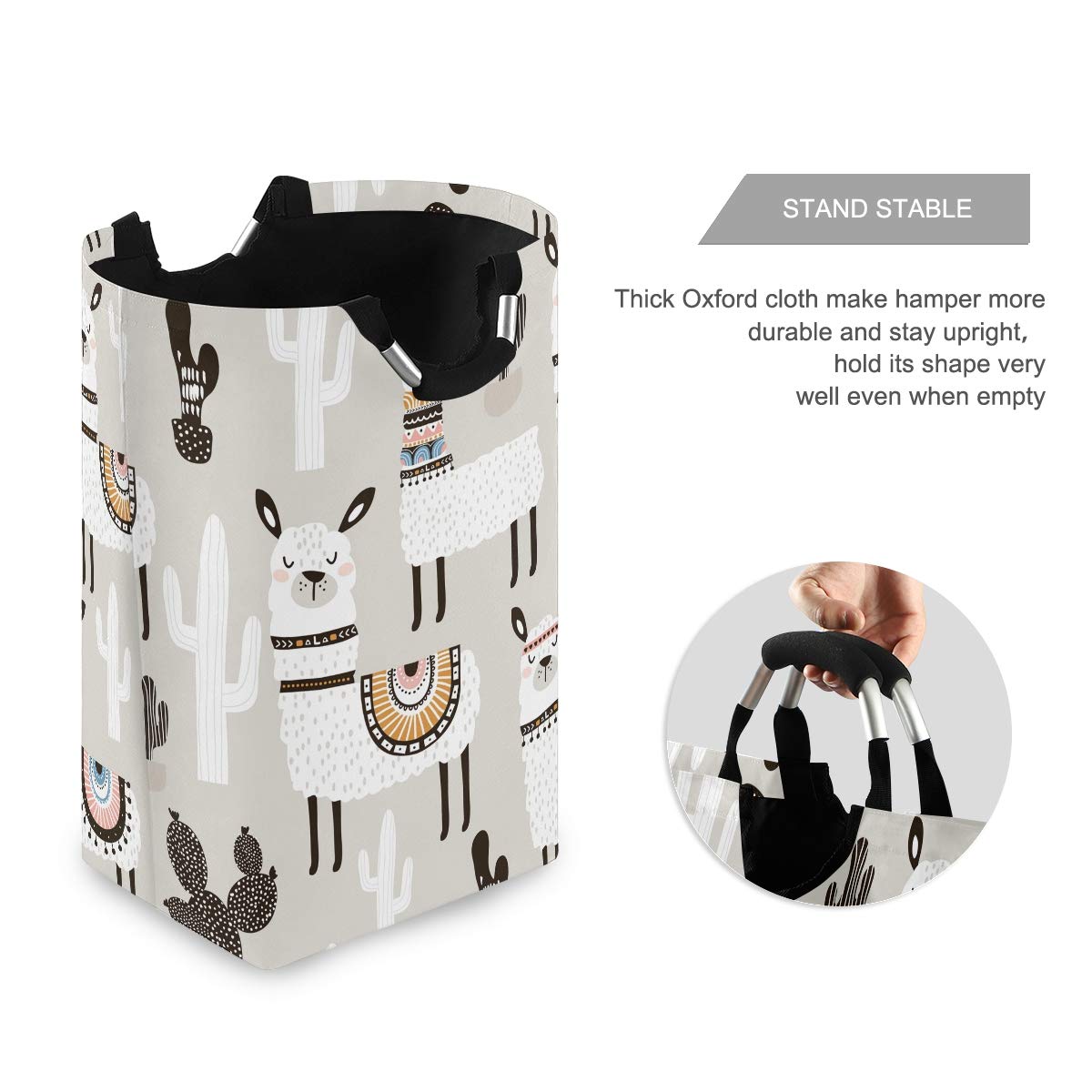 senya White Llama Large Storage Basket Collapsible Organizer Bin Laundry Hamper for Nursery Clothes Toys