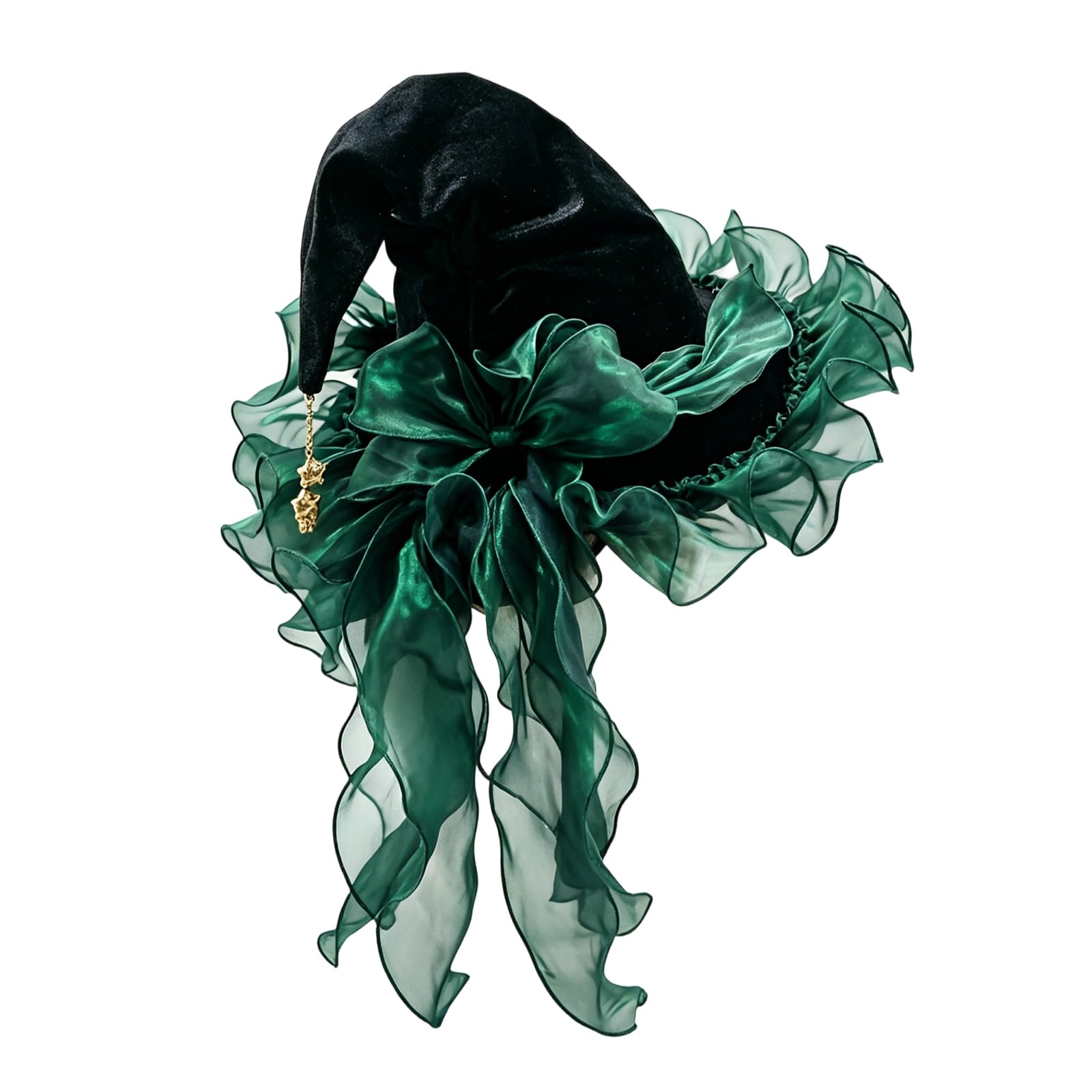 Whoasyst Unique Witch Hat with Glittering Embellishments Suitable for Halloween Dress Up and Cosplay Witch Hat with Beads