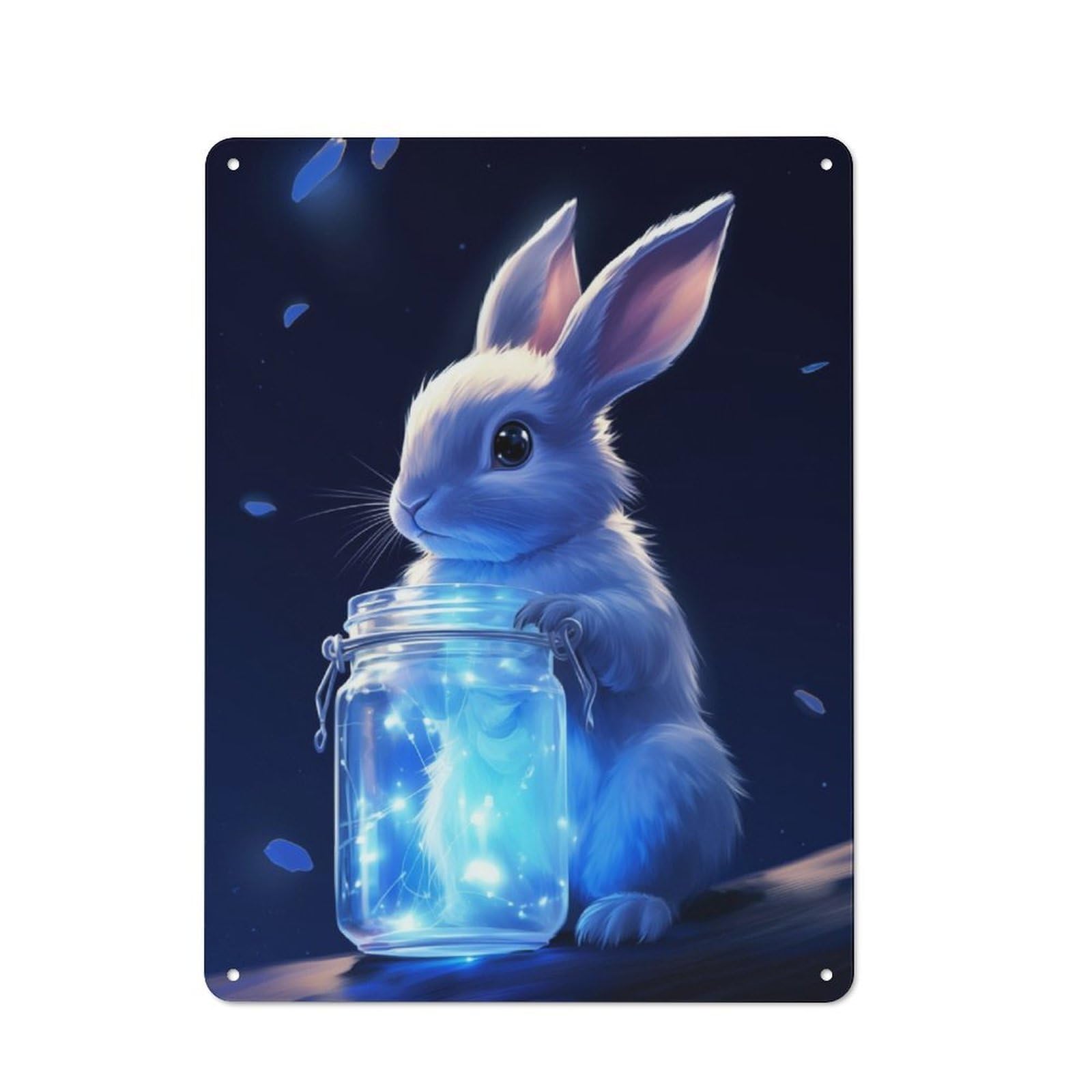 Junmoney Rabbit With Magic Jar Tin Wall Plaque 40X30cm With For Workshop Wall, Suited To Workshop Decor Fans, For Retro Home Interiors