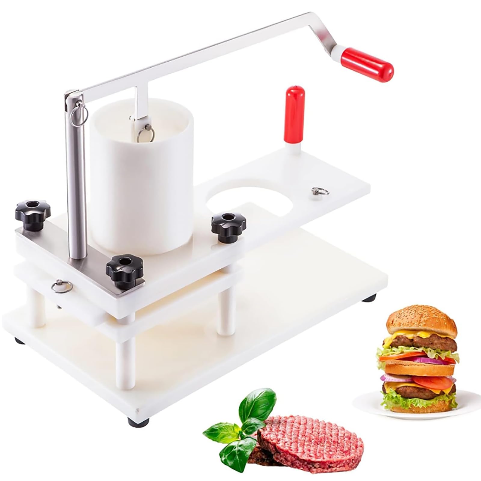 Burger Patty Maker, manuelle Presse mit großem Fassungsvermögen, lebensmittelechter Edelstahl & PE, einfach zu formen perfekte Hamburger
