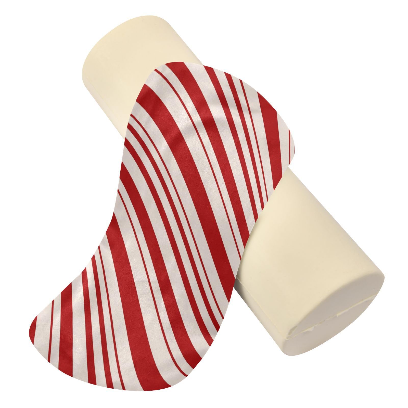miaozhen Stripe Red White Broad Line Lumbar Round Pillow Memory Foam Neck Roll Pillow for Sleeping almohada para cervicales y Cuello 5.5''x17''
