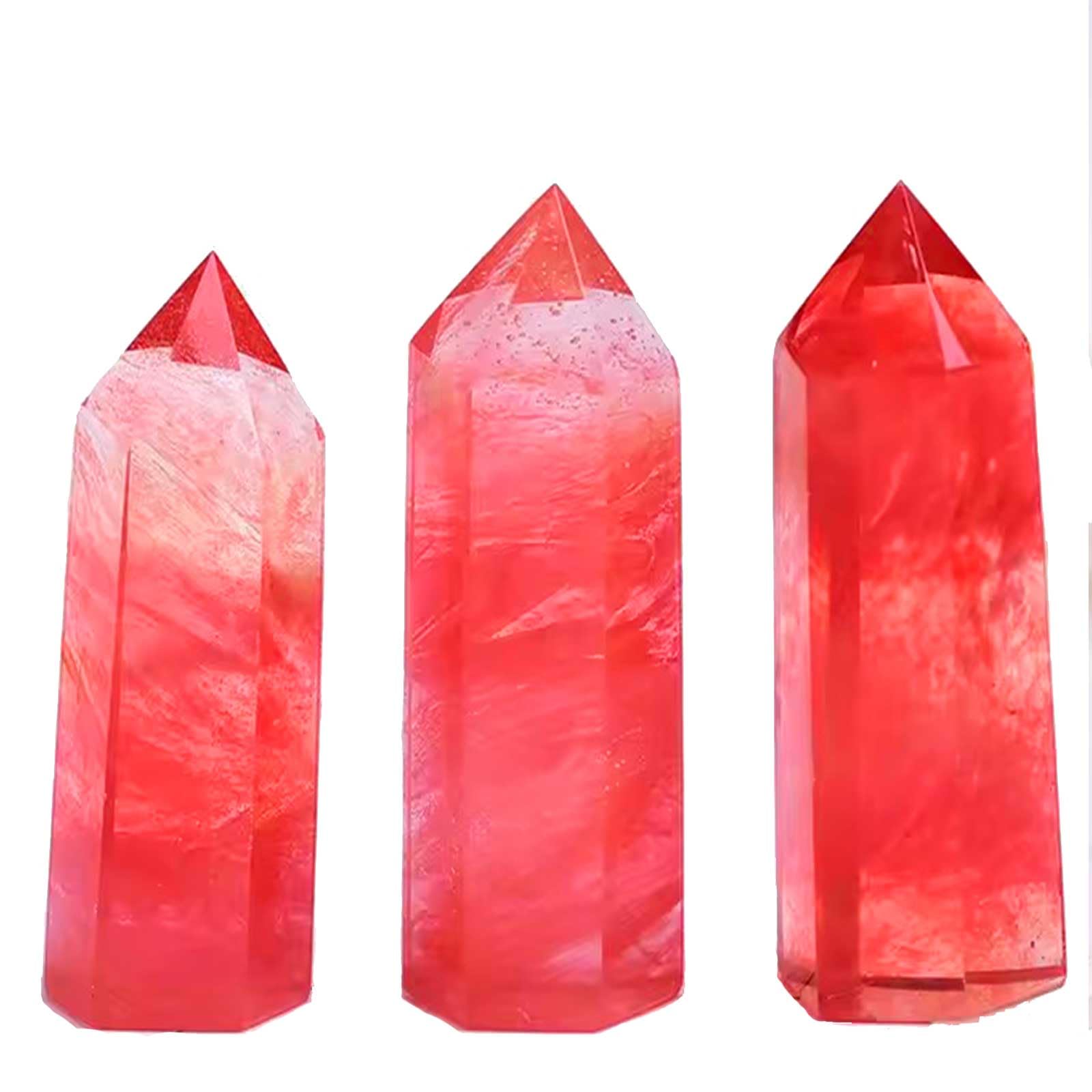 AGSHYWFT Red Smelting Quartz Crystal Point Obelisk Healing Wand