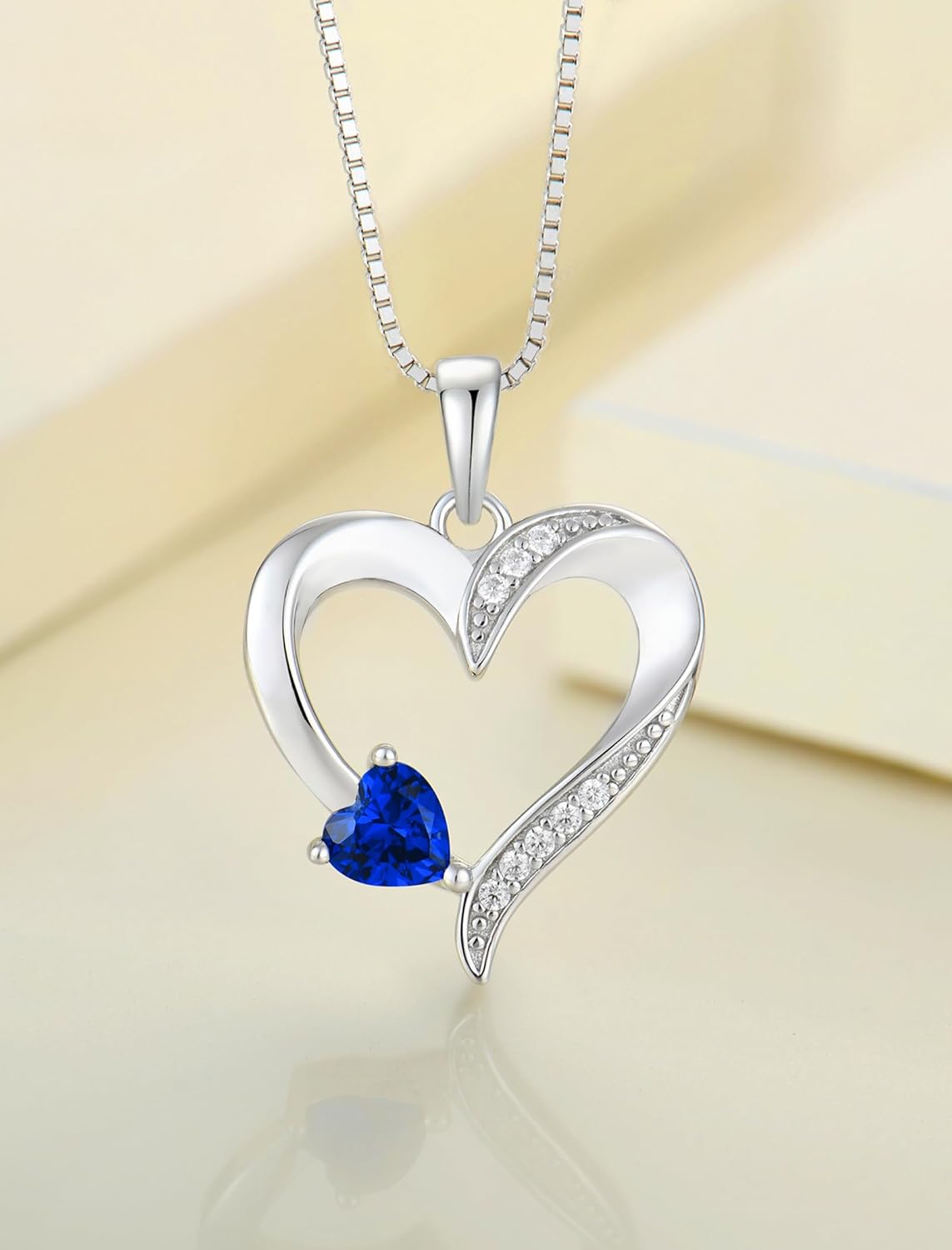 YL Heart Necklace 925 Sterling Silver Love Heart Pendant Birthstone Jewelry for Women - Image 4