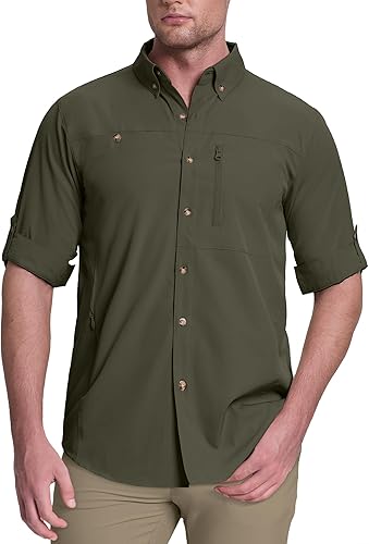 33,000ft Camisas de senderismo de manga larga con protección UV UPF 50+ para hombre, transpirables, de secado rápido, camisetas de pesca para