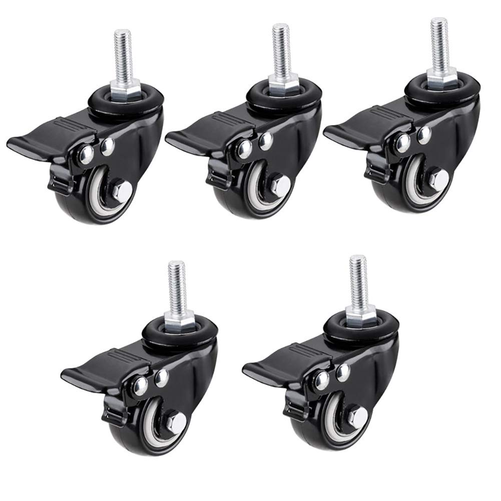 Furniture Casters,Caster Wheels,1.5 Inch Stem M8 M10 Thread Office Chair Furniture Silent Rubber Wheels Industrial Swivel Transport With Brake Trolley For Baby Cot Table(Swivel Without Brake,M10x25mm)