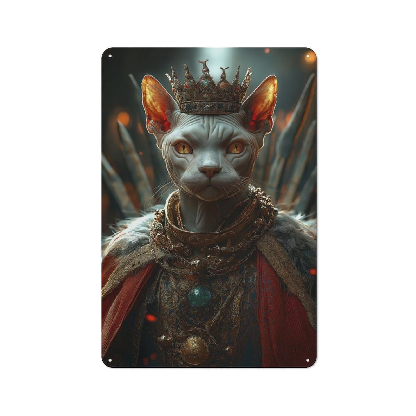 Junmoney Sphynx King Vintage Tin Sign 30X20cm Featuring For Café Or Home Bar, A Metal Wall Feature For Cafés And Home Bars