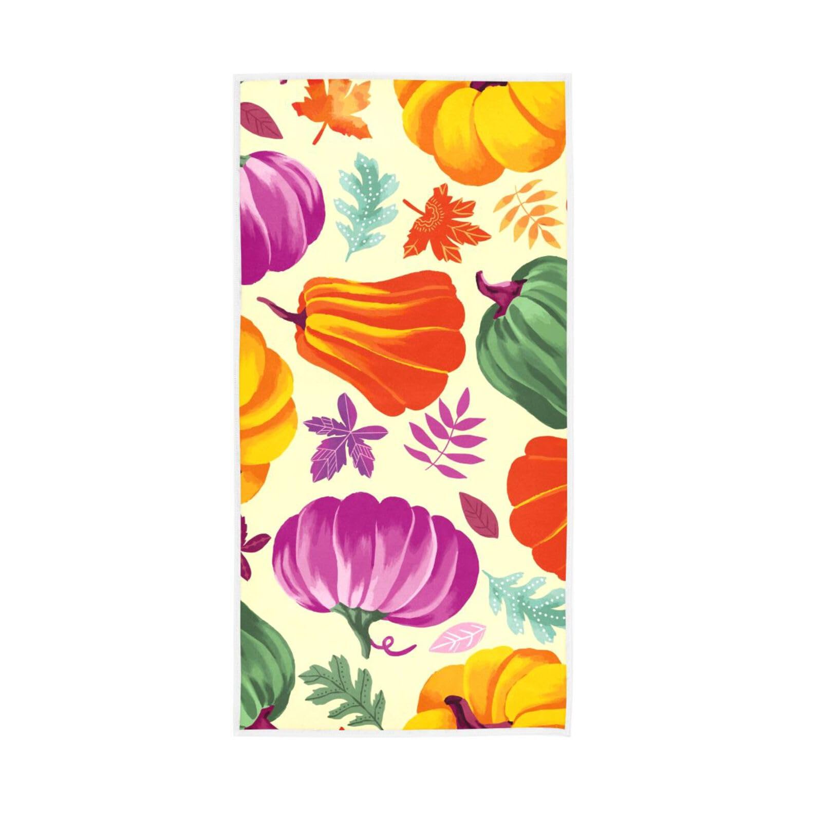 HUYGD Fall Colorful Pumpkins Bathroom Hand Towel, 15 x 30 Inches Absorbent Hand Towel, Spa Hand Towels Farmhouse Bathroom Hand Towel