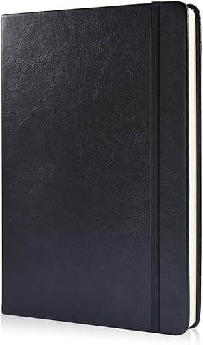 Miniatura 6 de Guissi Cuaderno clásico de cuadrícula punteada, tapa dura, A5, papel grueso sin ácidos con bolsillo interior, suministros escolares de oficina, 144