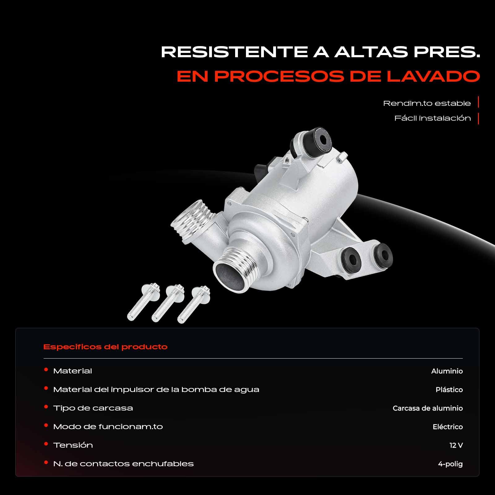 Frankberg Bomba de agua refrigeración del motor eléctrica 4 Polos | Compatible con: Serie 1 Convertible E88, Serie 1 E81, Serie 3 Coupé E92, Serie 3 Touring E91, Serie 3 E90