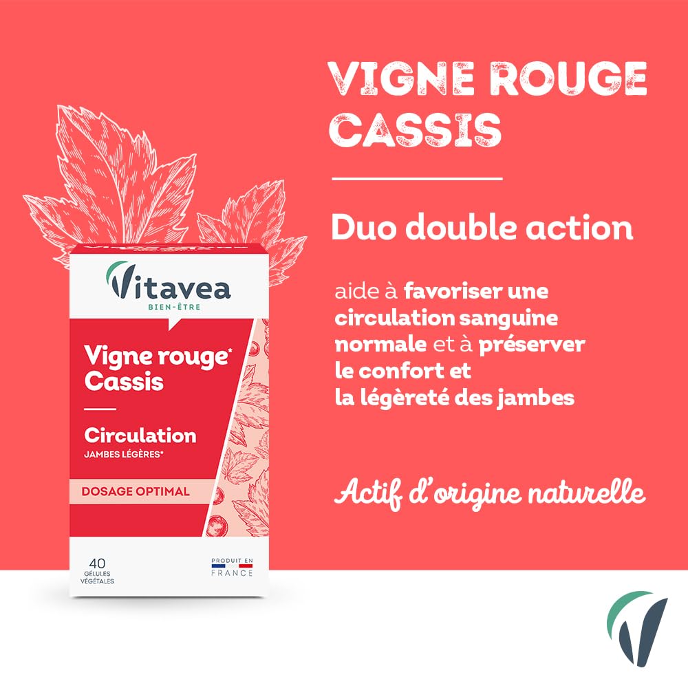 Vitavea Vigne Rouge Cassis - Jambes Légères Et Circulation, Fabriqué En France