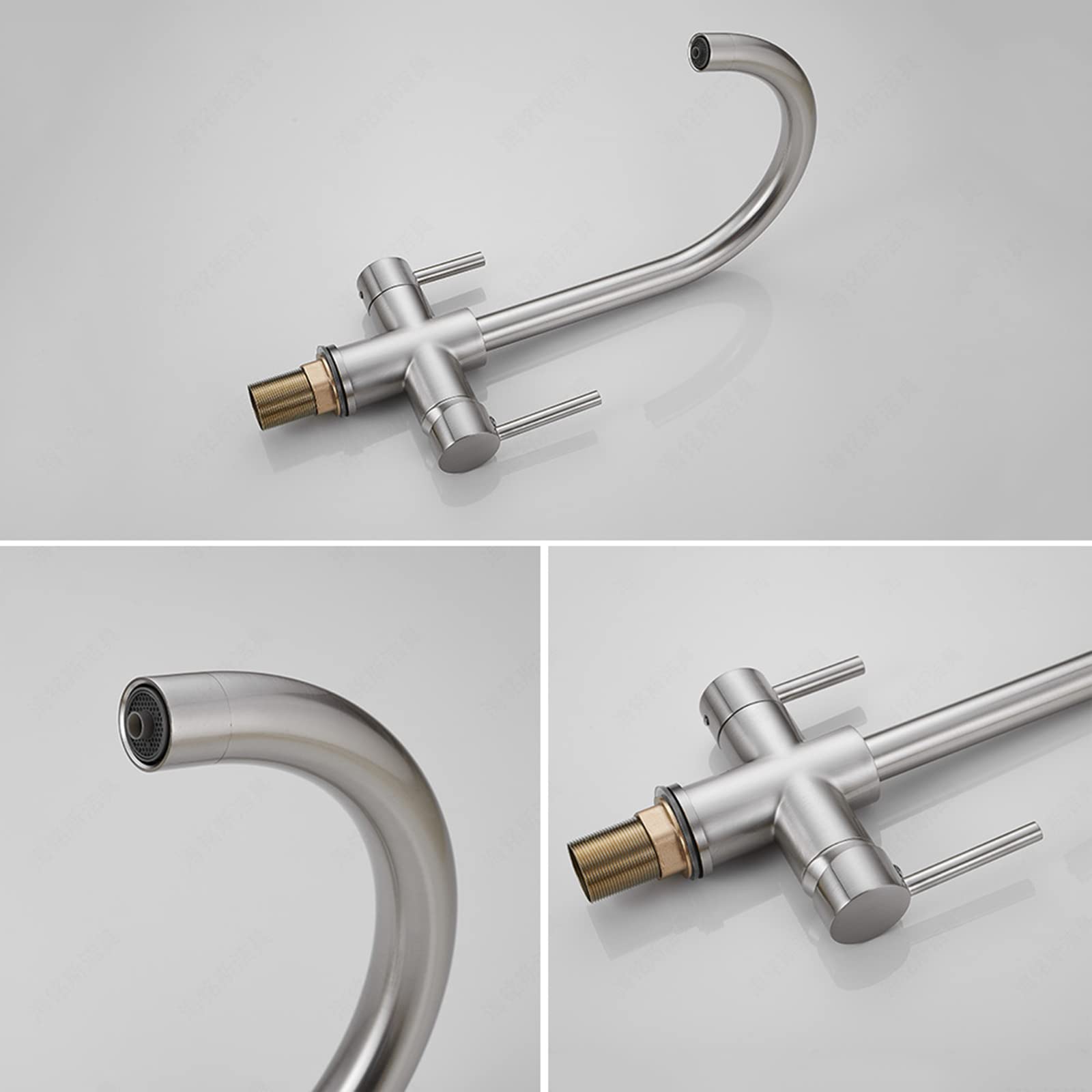 Grifos con filtro de 3 vías, grifo de cocina, grifos mezcladores para fregadero de cocina negros, caño giratorio de 360 grados, grifo mezclador para fregadero, purificador de agua (cepillado)
