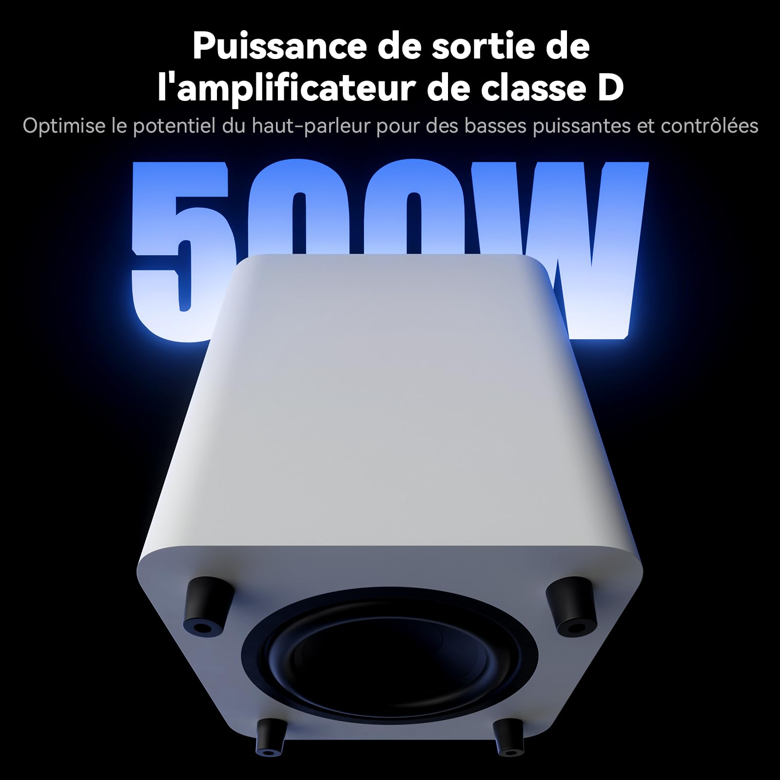 Fosi Audio SW10 Caisson de Basses 10 Pouces 500 W Amplificateur Intégré Active Home Cinéma LFE RCA