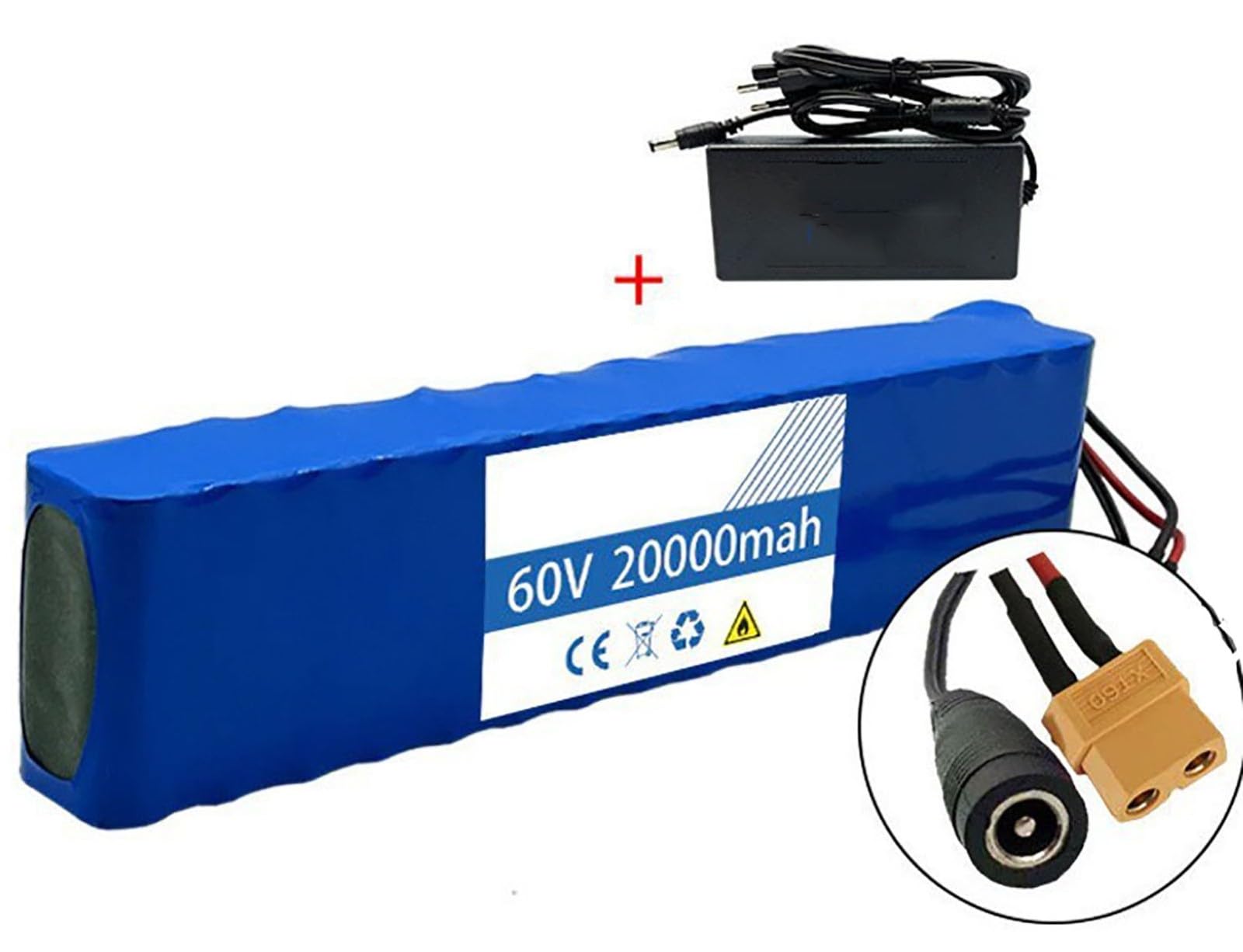 60V 20Ah Batterie pour Vélo Électrique avec Chargeur 60V 16S2P Batterie Trottinette Électrique Batterie PVC Imperméable pour 200W 350W 500W 800W Moteur