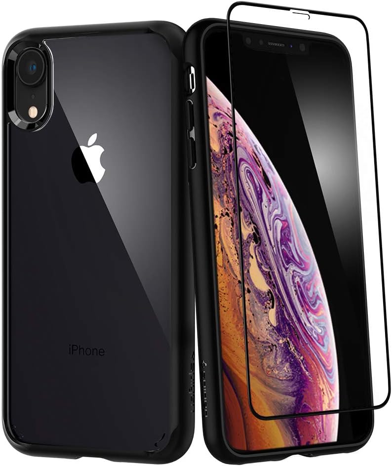 Spigen Ultra Hybrid 360 Designed for Apple iPhone XR Case (2018) Tempered Glass Screen Protector Included - Black