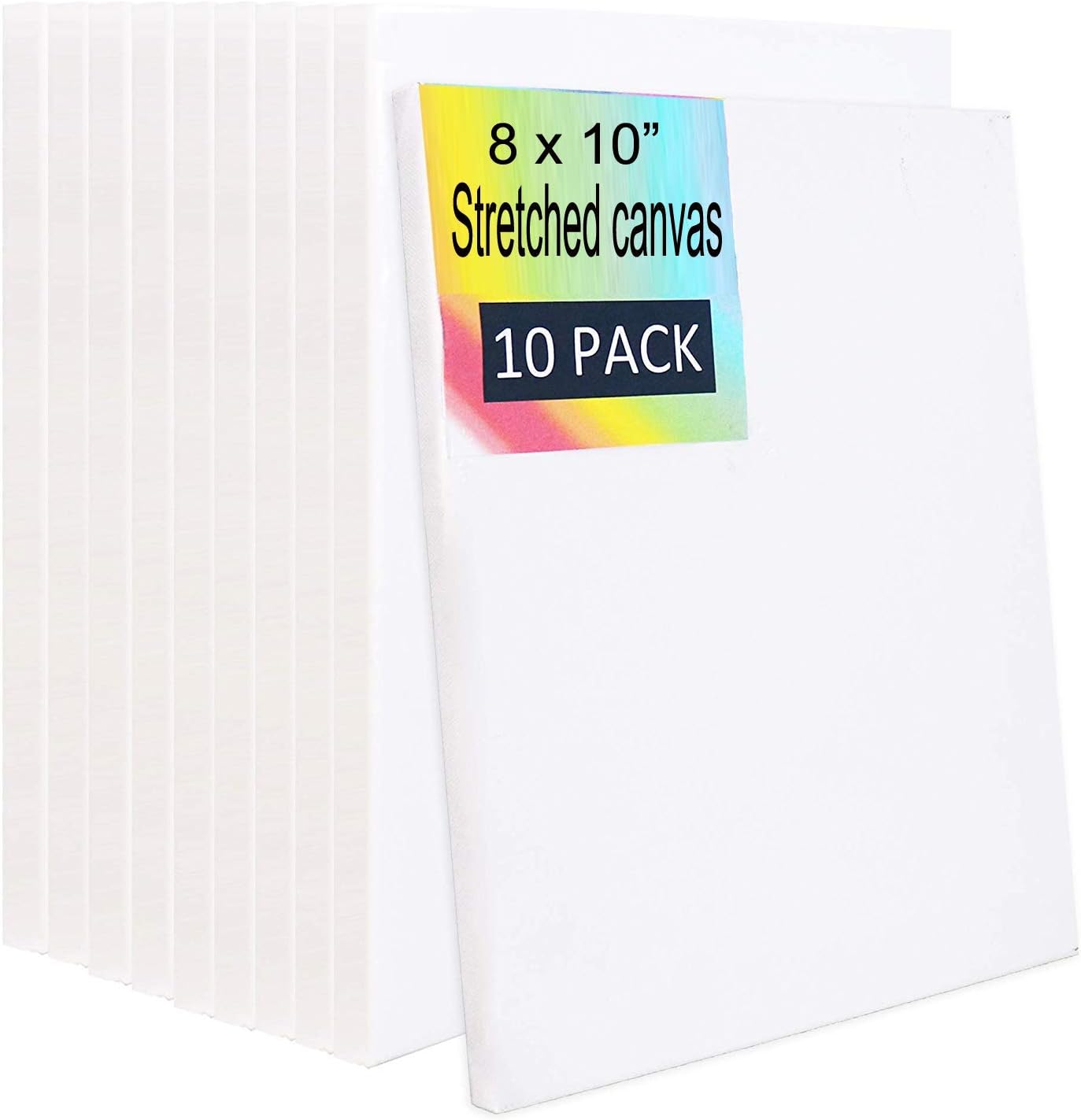 Stretched White Canvas 8x10" Bulk Pack of 10 Blank