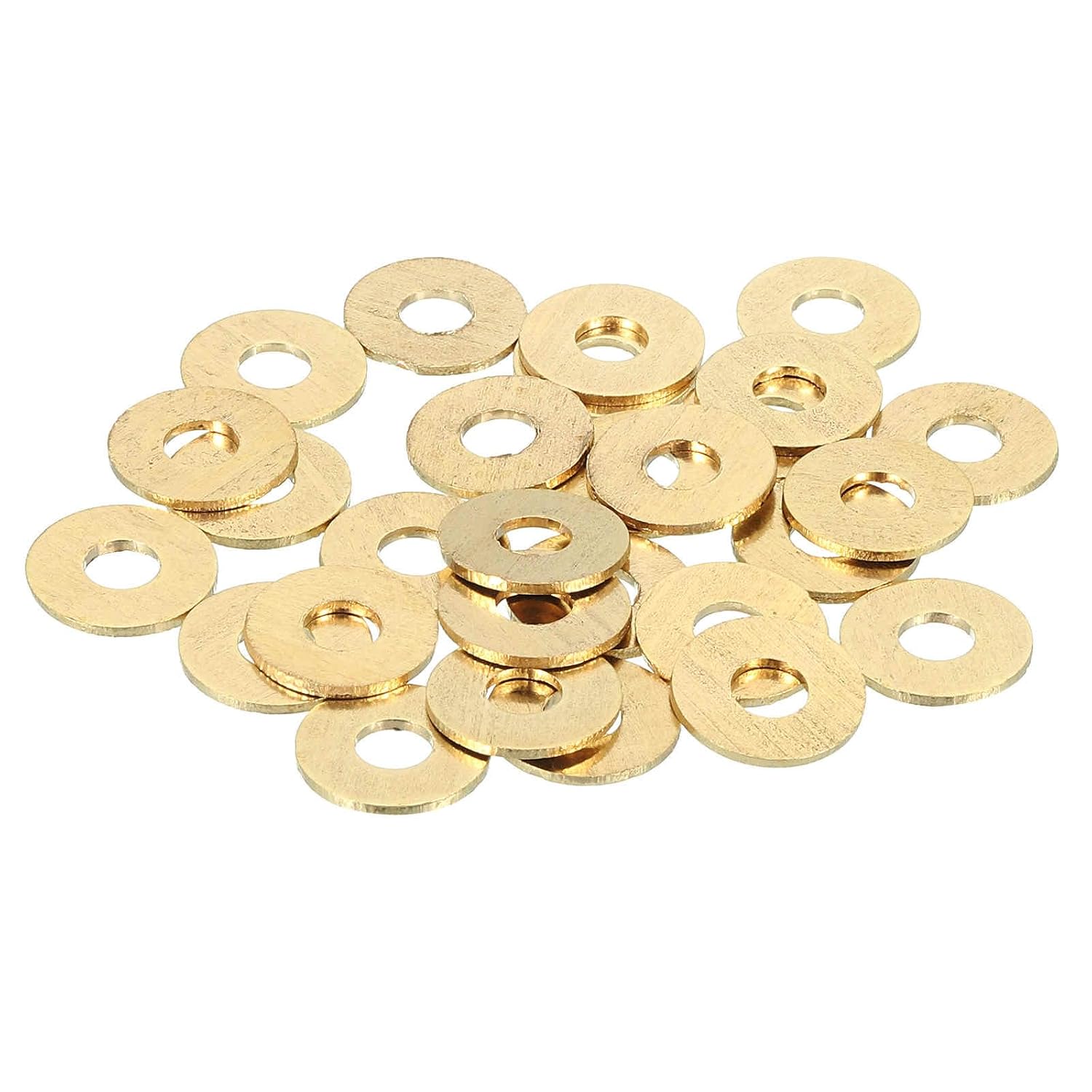 MECCANIXITY 28 Pack Brass Flat Washer, M5 Copper Washers Crush Washer Kit Assortment, 5mm ID, 14mm OD, 1mm Thick for Bolts Screws Machinery Repair, Outdoor Construction