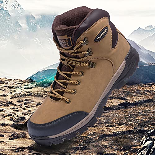 Image of TFO Hiking Boots Mens Outdoor Backpacking Trekking Mountaineering Riding Shoes Travel Leisure Mid Top Shoes Yellow