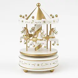 Caixinha Carrossel Musical A Corda Enfeite Decoração Para natal (Branco)
